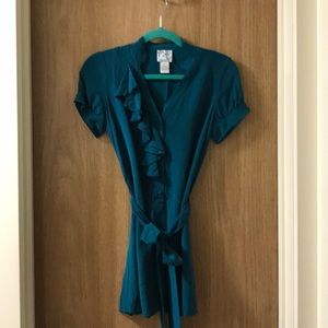 Tabitha 100% silk teal shirt/dress